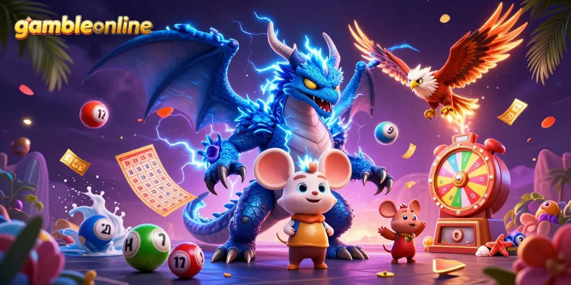 Experience the thrill of gambling at gambleonline with dynamic casino elements and vibrant characters.