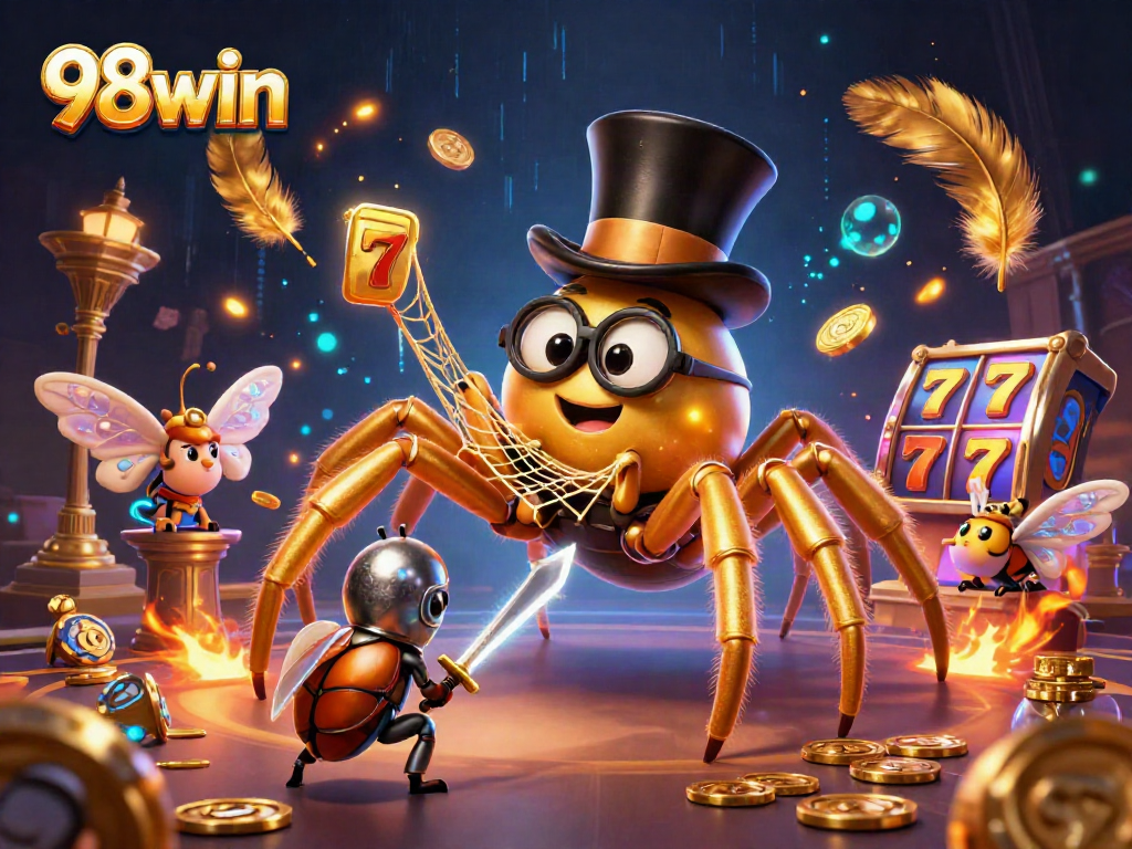 Experience the thrill of winning at 98win with a captivating 3D casino scene brimming with action.