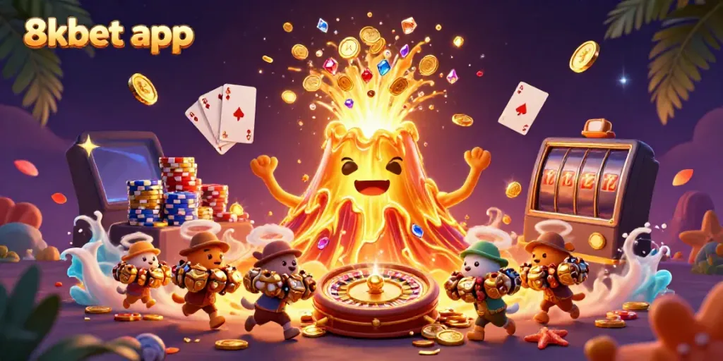 Experience the thrill of the 8xbet app through dynamic casino visuals and treasure-filled action!