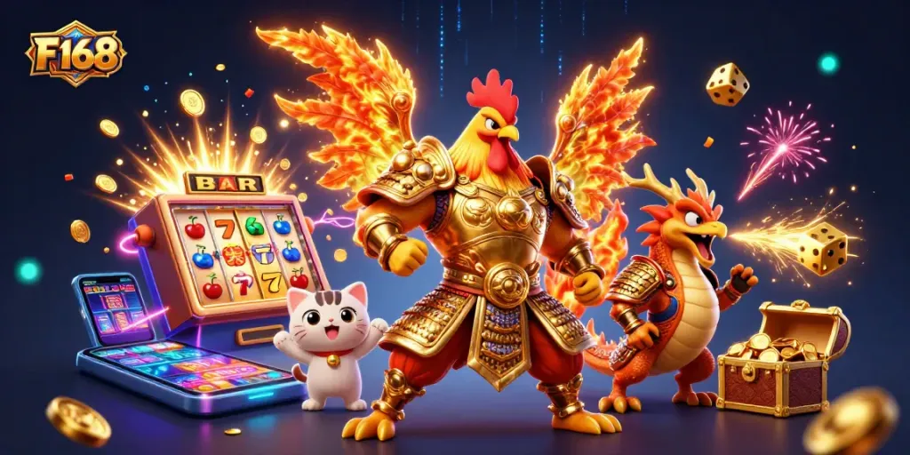 Join the F168 adventure with colorful slot machine and dynamic casino action!
