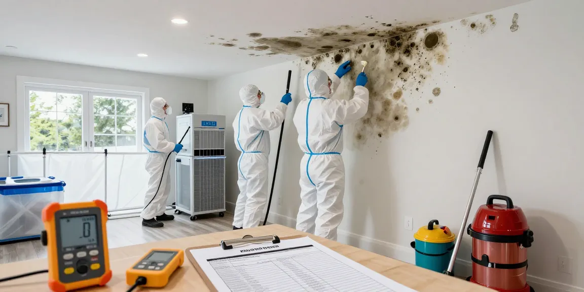 Mold Remediation West Vancouver team inspecting a home with advanced equipment and PPE, ensuring thorough mold removal.